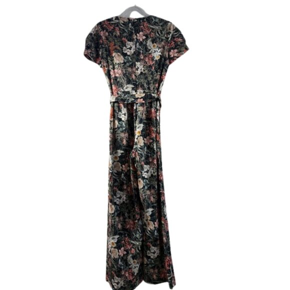 Antonio Melani Floral Wide-Leg Jumpsuit Size 4 Black and Terracotta - Picture 5 of 9